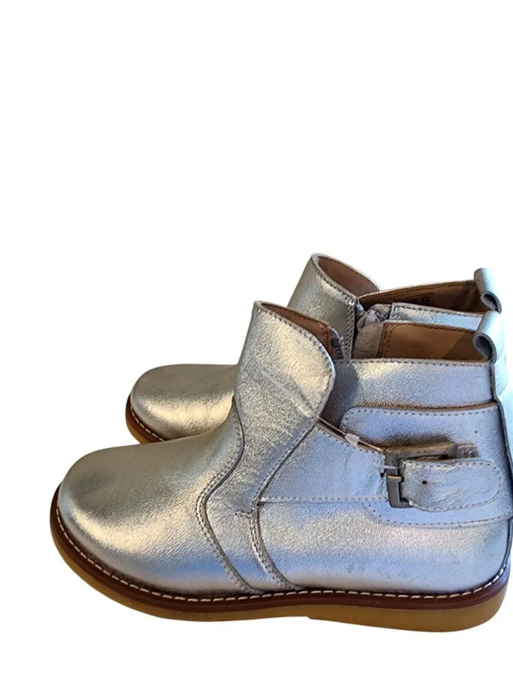 Elephantito Metallic Silver Ankle Boots Girls Size 13 - Picture 3 of 7